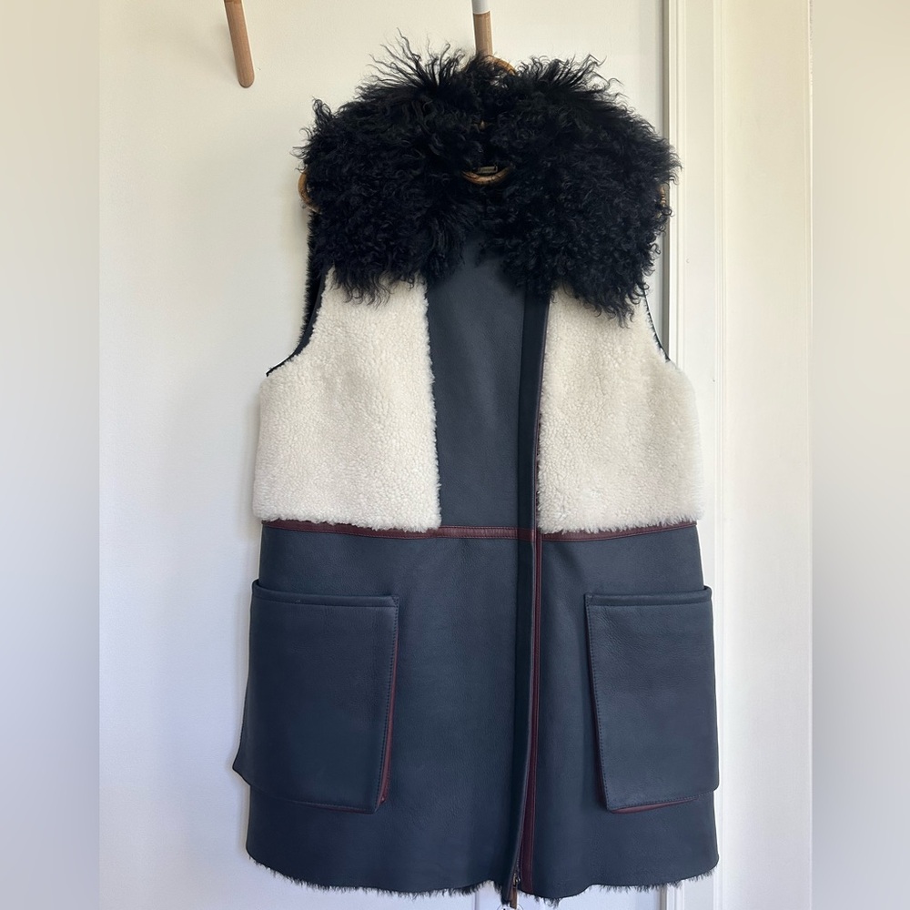 Leather and shearling vest by Diane Von Furstenberg.